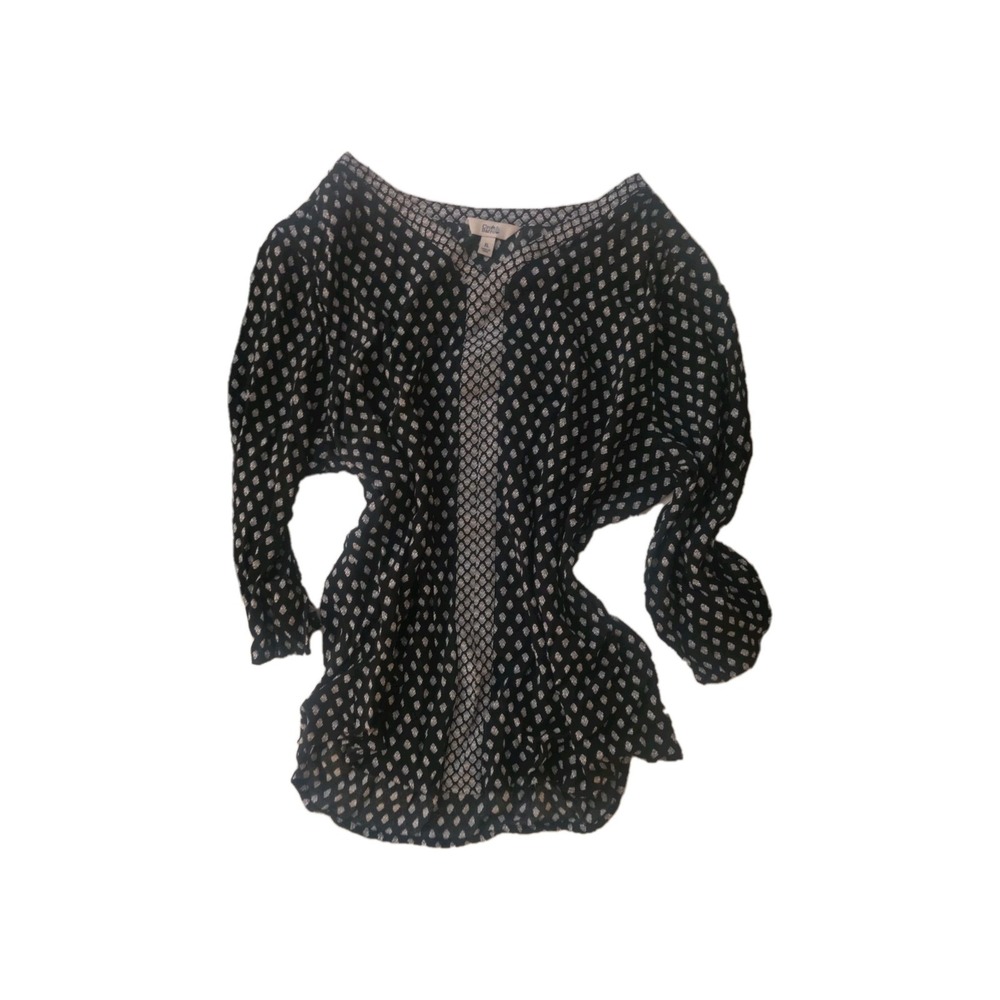Croft And Barrow Black Women's Blouse With White Geometric